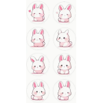 "Pink Rabbit" Round Stickers 